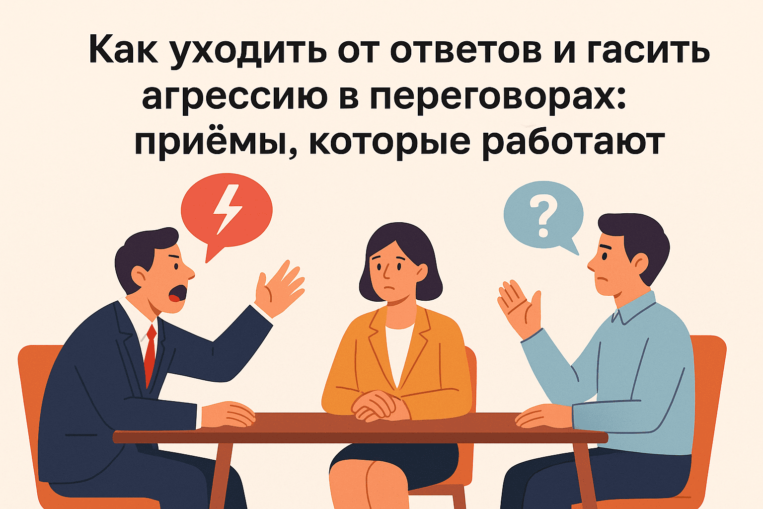 Как уходить от ответов и гасить агрессию в переговорах: приёмы, которые работают