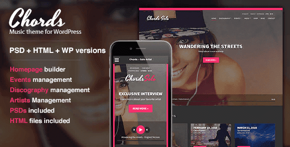 [Chords] Chords v1.6 — музыкальная WordPress тема