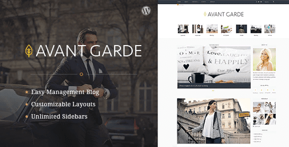 [Themeforest] AvantGarde v1.1.6.1 - Wordpress тема подойдёт как блогу о путешествиях, моде, стилях декора и образа