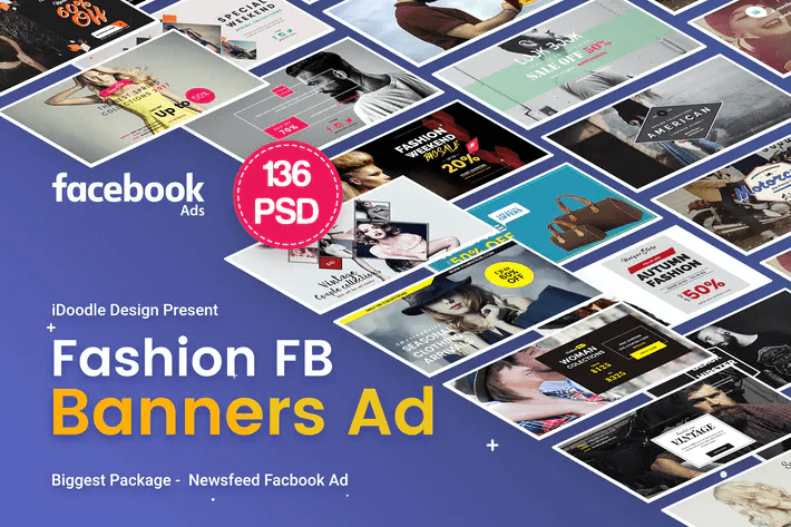 [Evanto Elements] Модные рекламные баннеры Facebook - 136 PSD (2020)