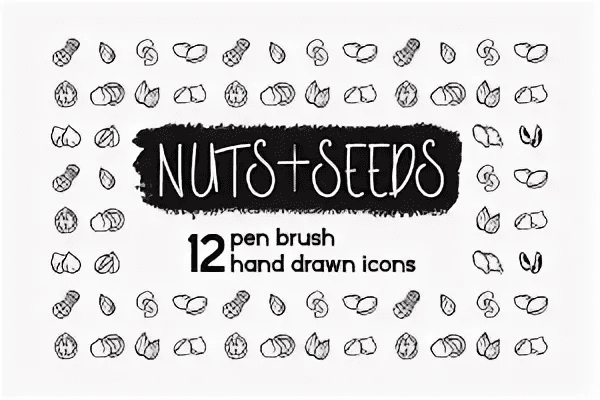 [Creativemarket] Pen Brush Hand Drawn Nuts&Seeds Set (2020)