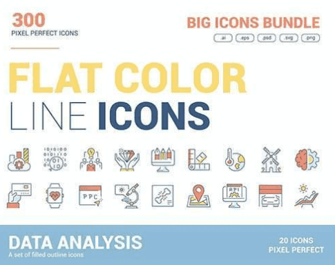 [Graphicriver] Big collection of Flat line color icons (2020)