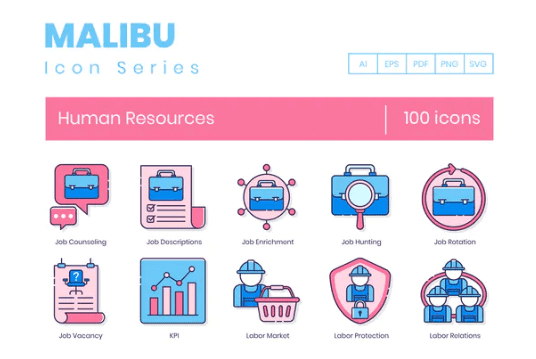 [Envato] 100 Icones de ligne des ressources humaine (2020)