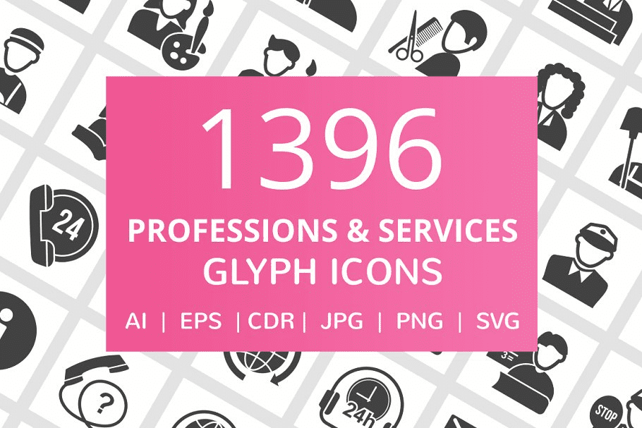 [Creativemarket] 1396 Professions Glyph Icons
