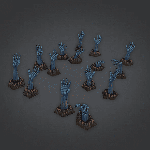 [3docean] Low poly zombie hands set