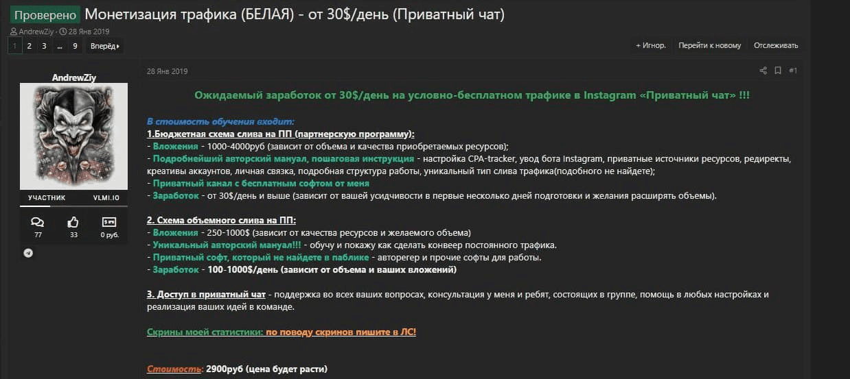 Монетизация трафика (белая) - от 30$ в день (2019)