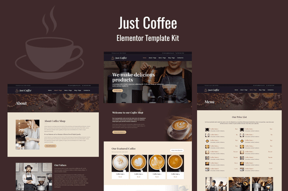 [Themeforest] Justcoffee - Cafe and Coffee Elementor Template Kit