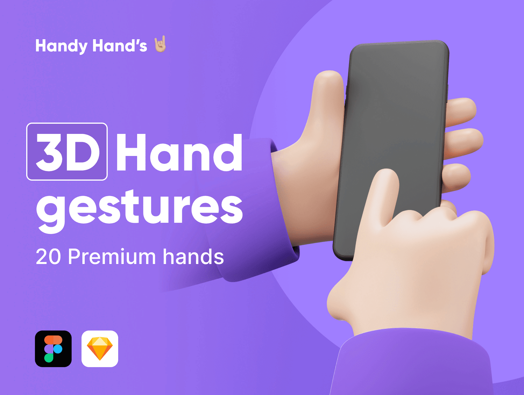 [UI8] Handy hands! Easily customizable 3D hands for your Websites, Applications, Presentations (2021)