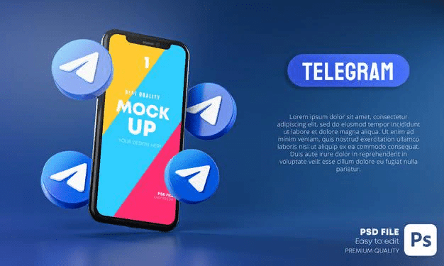 [Freepik] Telegram icons around smartphone app mockup 3d Premium (2021)