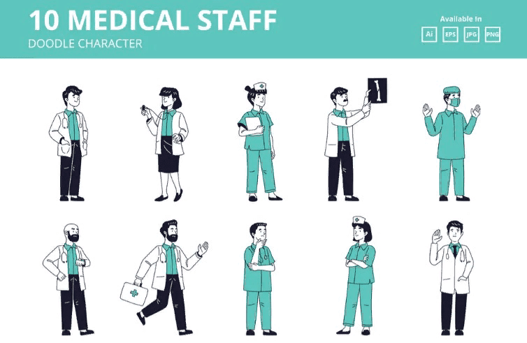 [Elements.Envato] Medical staff and Pharmacy doodle vector (2021)