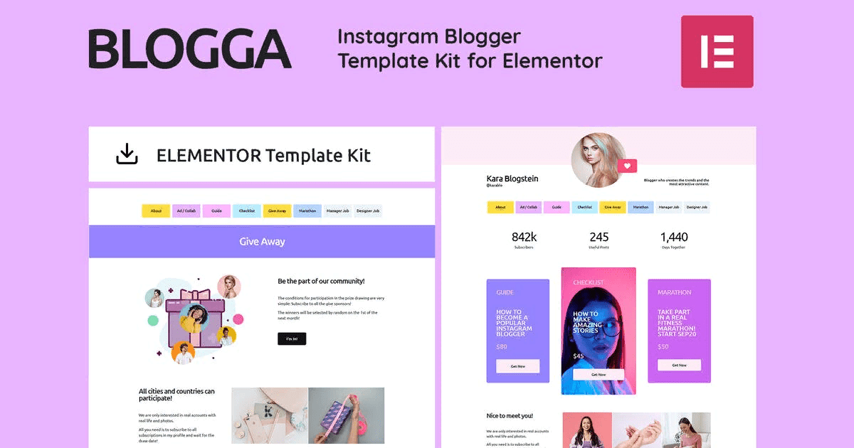 [Themeforest] Blogga - Instagram Blogger Elementor Template Kit