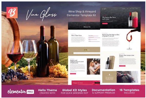 [Themeforest] Vine Gloss - Wine Shop & Vineyard Elementor Template Kit