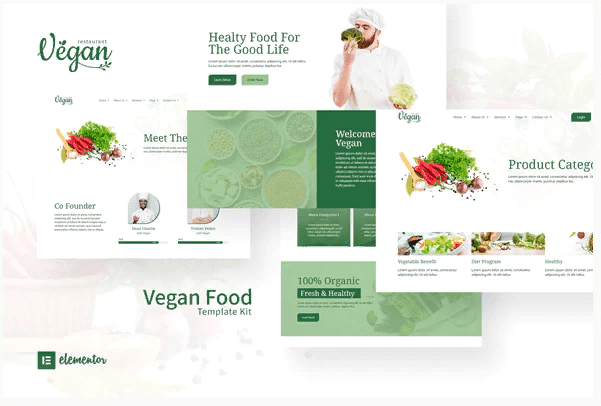 [Themeforest] Vegan Restaurant Elementor Template Kit