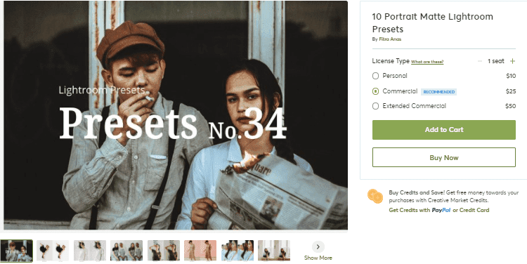 [Creativemarket] 10 Portrait Matte Lightroom Presets №34 (2020)