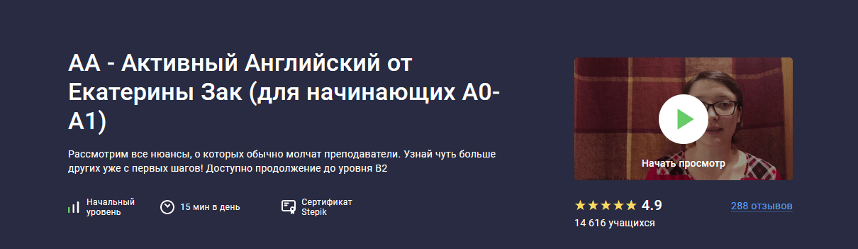 [Stepik] АА - Активный Английский от Екатерины Зак (для начинающих А0-А1) (2024)