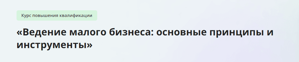 [Инфоурок] Ведение малого бизнеса - основные принципы и инструменты (2024)