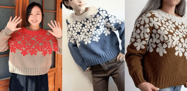 [Вяжи.ру] [Tomomi Yoshimoto] Женственный свитер оверсайз с необычным жаккардом Drawing Sweater (2023)