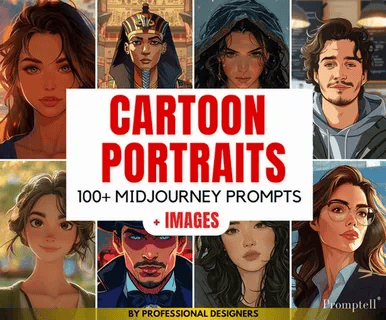 [Promptell] 100+ мультяшных портретных промптов для Midjourney (2025)