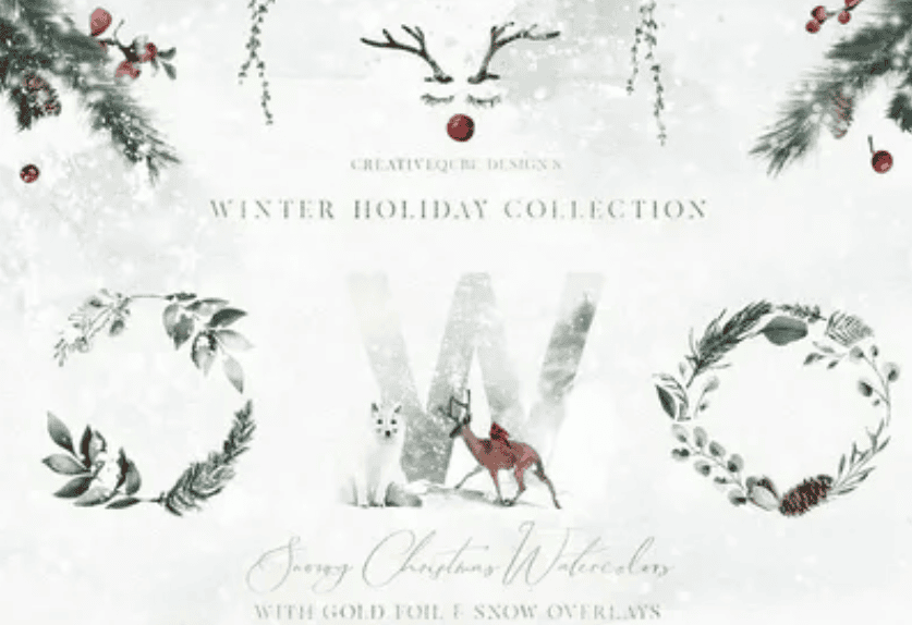 [CreativeMarket] Графический набор Рождественский лес (Twigs and Twine) (2018)