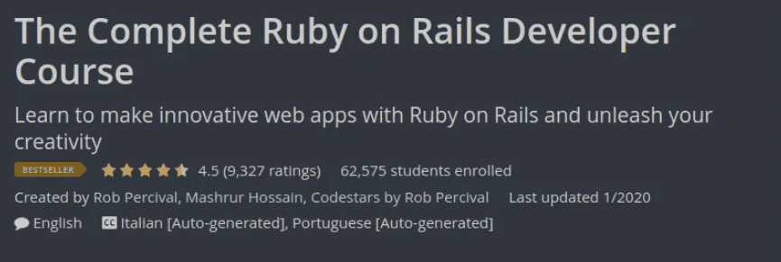 [Udemy] The Complete Ruby on Rails Developer Course