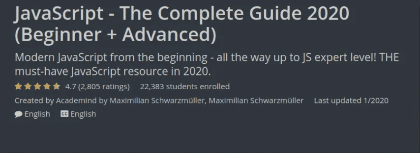 [Udemy] JavaScript - The Complete Guide 2020 (Beginner + Advanced)