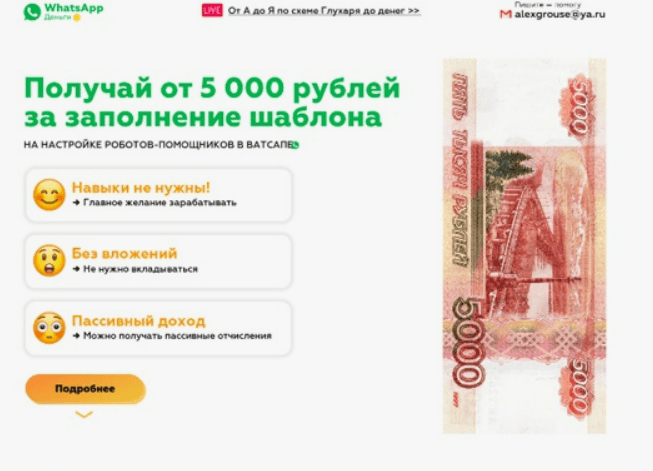 [Александр Глухарь] Whatsapp Money — Получай от 5 000 рублей за заполнение шаблона (2019) [ПРО]