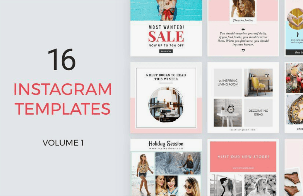 [Creativemarket] 16 Instagram Templates vol.1 (2017)