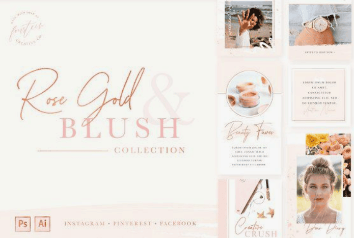 [CreativeMarket] Blush-Rose-Gold-Social-Media-Pack (2018)