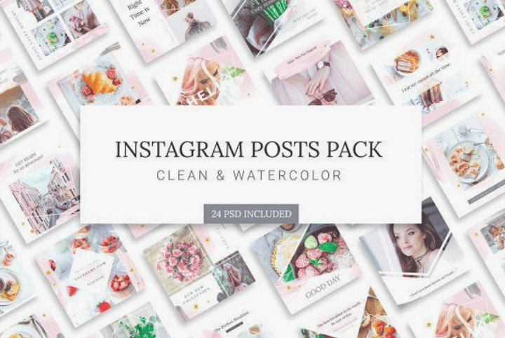 [CreativeMarket] Instagram Watercolor Posts Pack (2018)