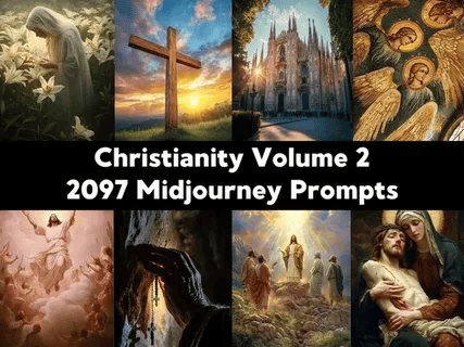 [ChillaxDesignsArt] 2097 промптов для Midjourney на тему христианства (2025)