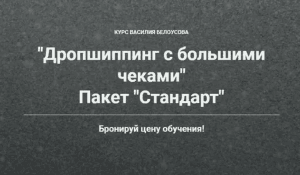 [Василий Белоусов] Дропшиппинг с большими чеками (пакет «Стандарт») (2019)