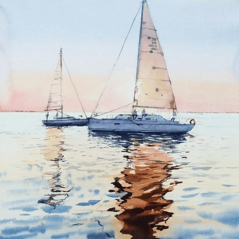 [Вероника Калачёва] Морской пейзаж. Акварельная живопись