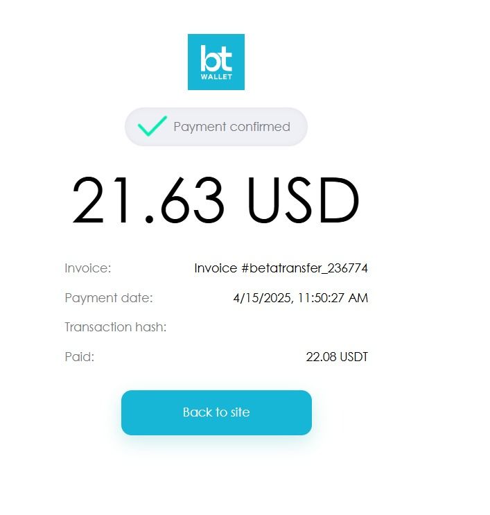 Оплата в USDT (Tether TRC20)