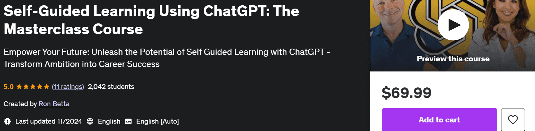 [udemy, Ron Betta] Самостоятельное обучение с использованием ChatGPT: мастер-класс (2024)