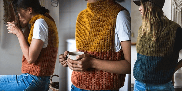 [Вяжи.ру, Габриелла Кальдерини] Жилет резинкой Timbo (2024)