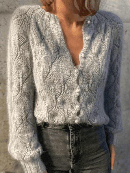 [Вяжи.ру] [Knitting for olive] Кардиган узором листья, вязанный спицами сверху Olive (2025)