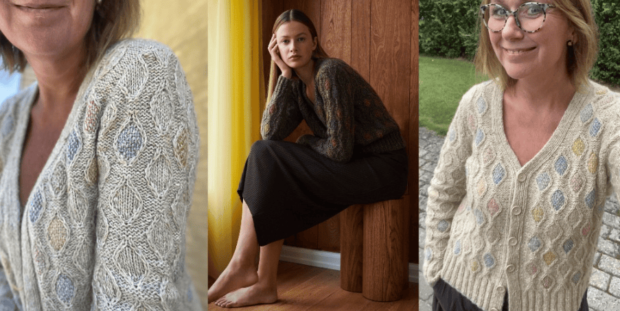 [Вяжи.ру] Кардиган c узором из ромбов Aronia (2024)