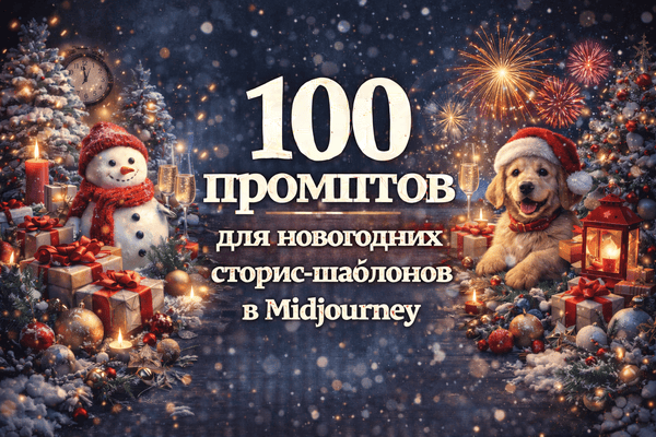 [Первый Цифровой] 100 промптов для новогодних сторис‑шаблонов в Midjourney (2025)