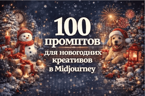 [Первый Цифровой] 100 промптов для новогодних креативов в Midjourney (2025)