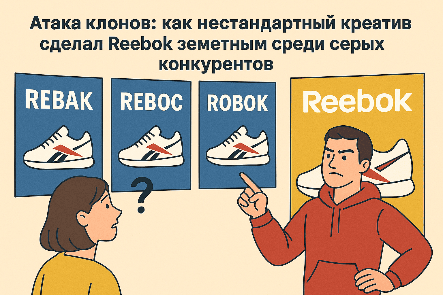 Атака клонов: как нестандартный креатив сделал Reebok заметным среди серых конкурентов