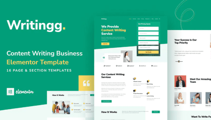 [Elements.Envato] Writingg - Content Copywriting Services Elementor Template Kit