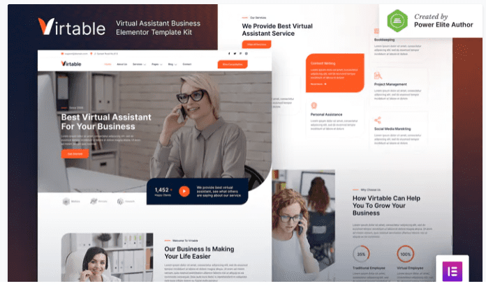 [Elements.Envato] Virtable – Virtual Assistant Business Elementor Template Kit