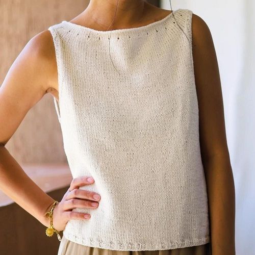 [Вязание] Вязаный спицами элегантный топ Luminous Summer [Вяжи.ру] [Minimi Knit Design]