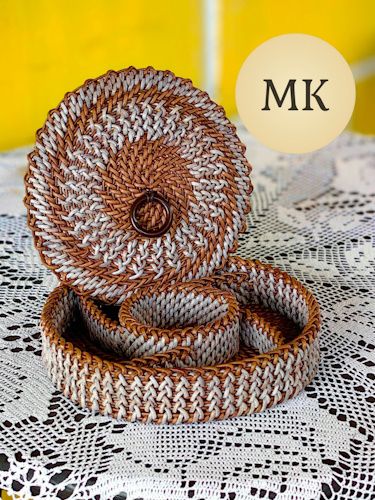 [Бумажная лоза] Менажница с крышкой. Мастер-класс по плетению [Анна Бабенкова]