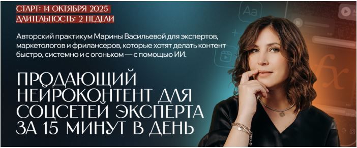 Продающий нейроконтент для соцсетей эксперта за 15 минут в день [Марина Васильева]