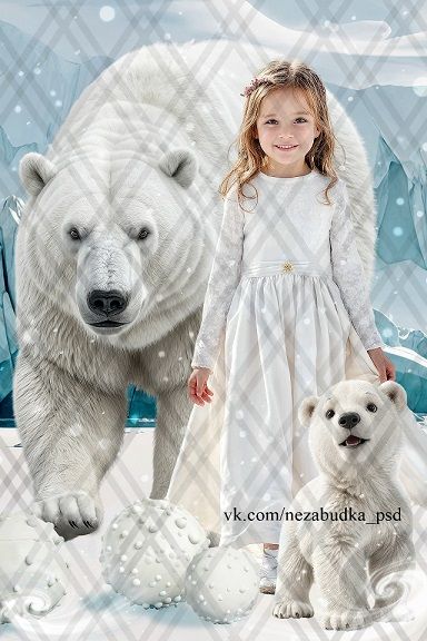 [PSD] Коллаж "С белыми медведями" [Незабудка] [Любовь Левицкая]