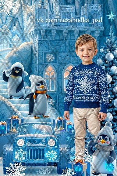 [PSD] Коллаж "С пингвинами" [Незабудка] [Любовь Левицкая]