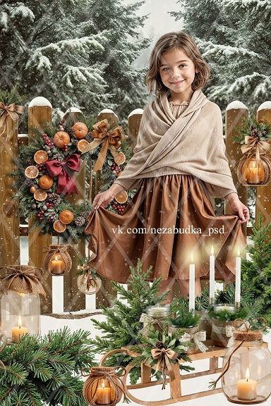 [PSD] Коллаж "Рождество в деревне" [Незабудка] [Любовь Левицкая]