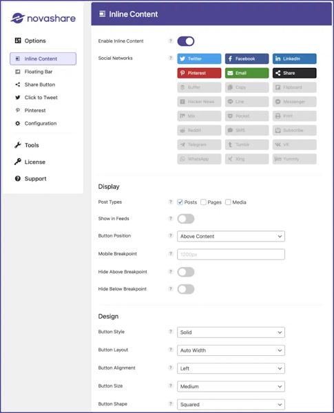 [WP] Novashare — плагин соц сетей ориентированный на скорость [novashare.io] [Продление]