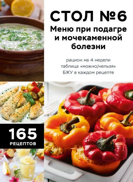 Стол №6. Меню при подагре и мочекаменной болезни. С рекомендациями специалиста